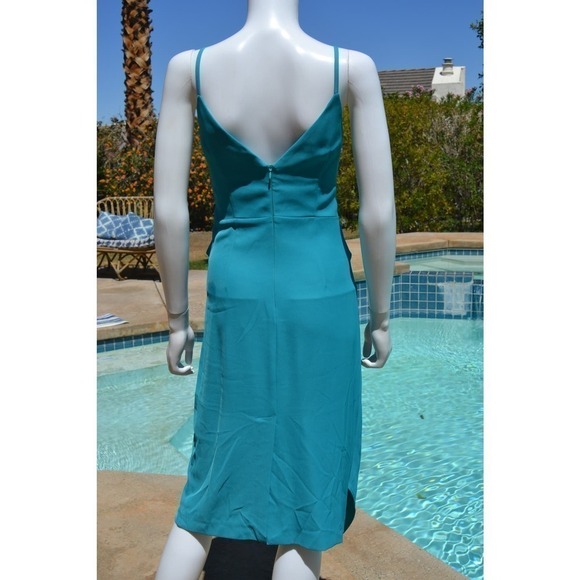Sandro Ferrone Midi V-Neck Back Zipper Blue/Green Dress Size 44-LT09P - Picture 5 of 8